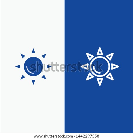 Beach, Shinning, Sun Line and Glyph Solid icon Blue banner Line and Glyph Solid icon Blue banner