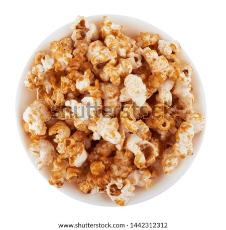 Popcorn in bowl isolated on a white background