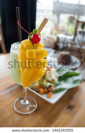 Kiwi smoothie and mango healthy drink, stock photo