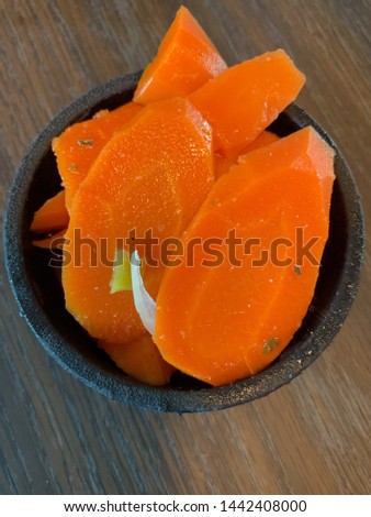 Pickled hot carrots for appetizer.