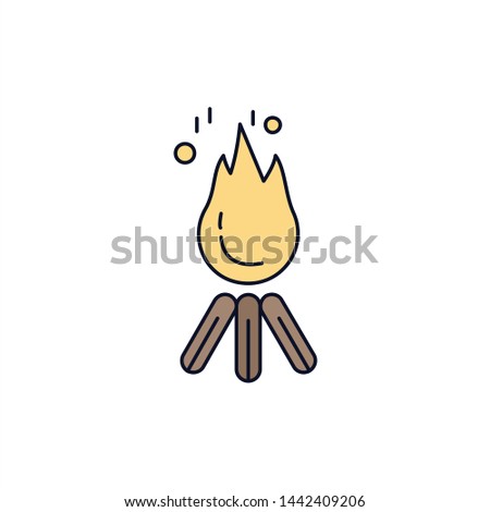 fire, flame, bonfire, camping, camp Flat Color Icon Vector