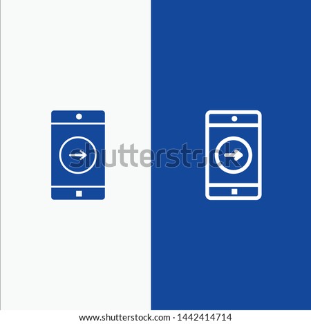 Application, right, Mobile, Mobile Application Line and Glyph Solid icon Blue banner Line and Glyph Solid icon Blue banner