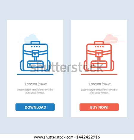 Bag, Back bag, School, Service  Blue and Red Download and Buy Now web Widget Card Template