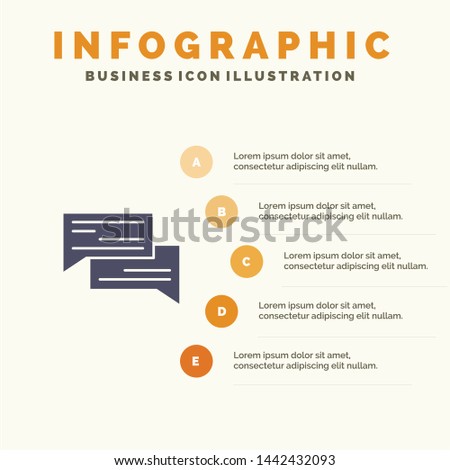 Chat, Bubble, Bubbles, Communication, Conversation, Social, Speech Solid Icon Infographics 5 Steps Presentation Background
