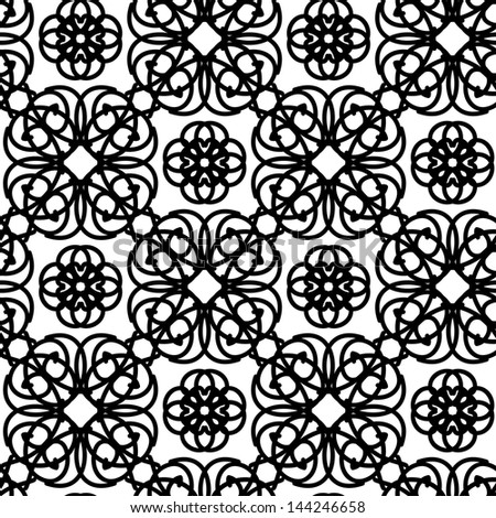 Monochrome lacy seamless pattern - vector