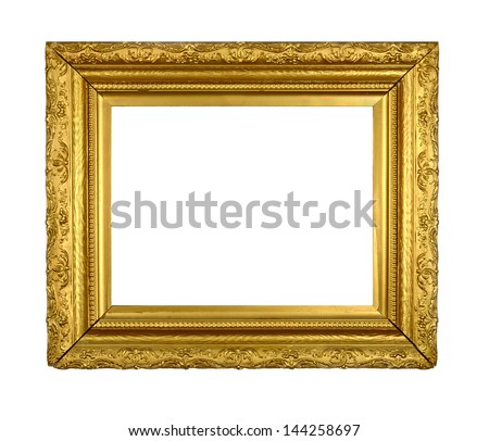 Image of vintage golden gilt picture frame from original oil painting dated 1904. Blank space for your own image.