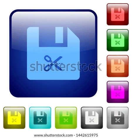 Cut file icons in rounded square color glossy button set