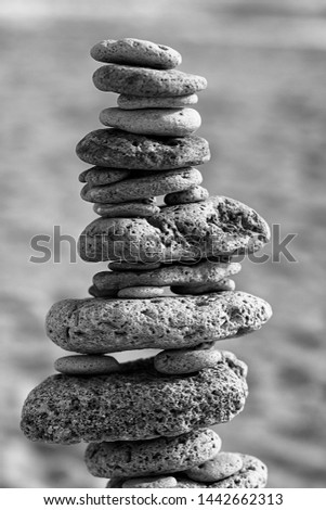 BEACH STONES. BLACK AND WHITE PHOTOGRAPHY