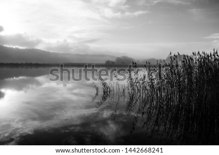 Black and white picture of the river in Kungalv, Sweden