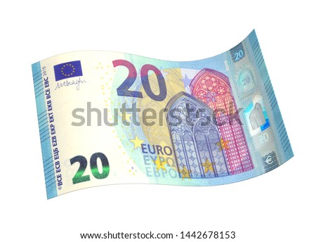 New 20 euro note, isolated Royalty-Free Stock Photo #1442678153