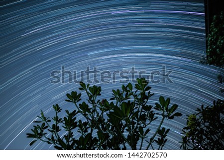 Star trails shot of 2 hours pointed towards southern celestial pole from Central Java, Indonesia 