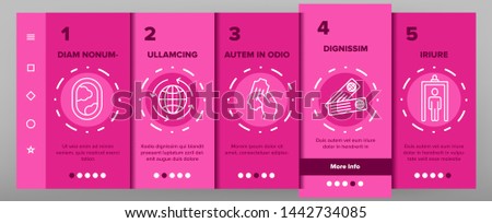 Immigration, Abroad Travel Vector Onboarding Mobile App Page Screen. Immigration, Foreign Country Trip Outline Symbols Pack. International Airline, Travel Agency. Border Control Illustrations
