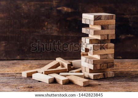 block wooden game on wooden background