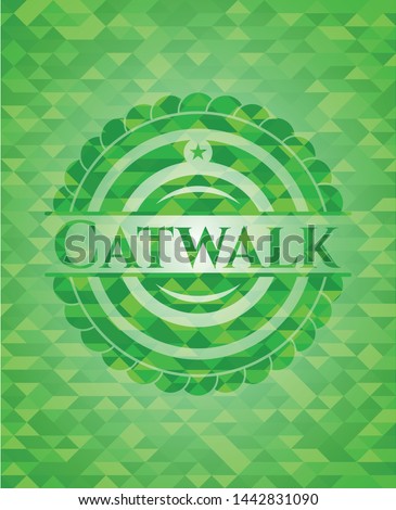 Catwalk realistic green mosaic emblem. Vector Illustration. Detailed.