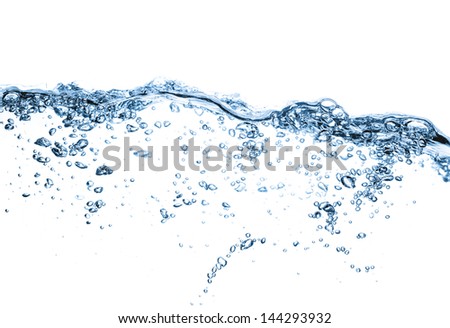 closeup of water waves isolated on white Royalty-Free Stock Photo #144293932