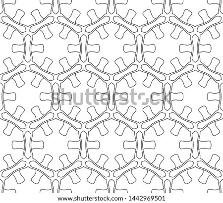 Seamless geometric line pattern in arabic style. Repeating linear texture for wallpaper, packaging, banner, invitation, business card, fabric print. Black and white graphic background, lace pattern