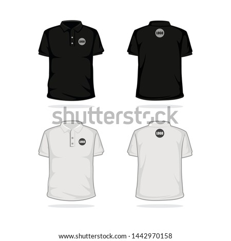Black and white polo shirt mock up template vector illustration