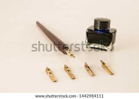 Photo picture of an antique ink fountain pen background