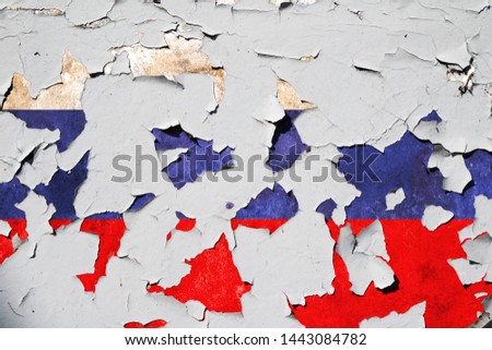 Cracked textured Russian national flag