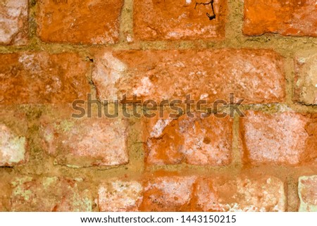 AN ANCIANT DECAYING BRICK WALL IN A OLD VILLAGE HOME