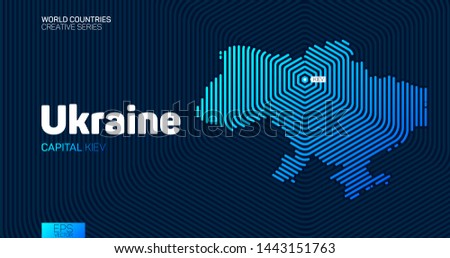 Abstract map of Ukraine with hexagon lines