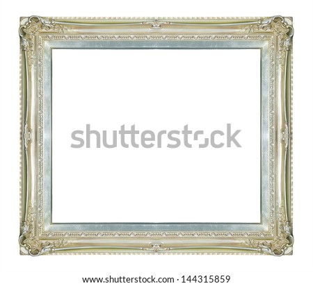 Silver vintage picture frame isolated on white background.