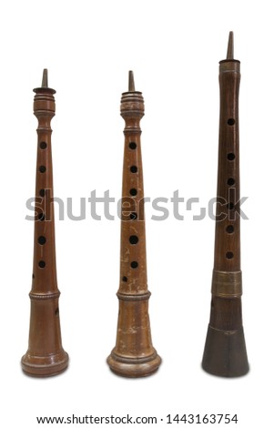 Spanish traditional dulzainas musical instruments. Isolated