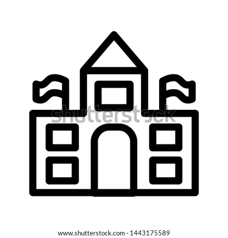 School building icon , template logo vector illustration emblem isolated, outline solid glyph black background white