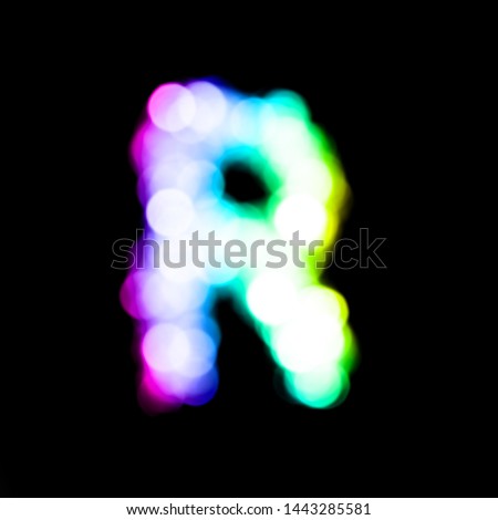 Rainbow blurred R character of the alphabet