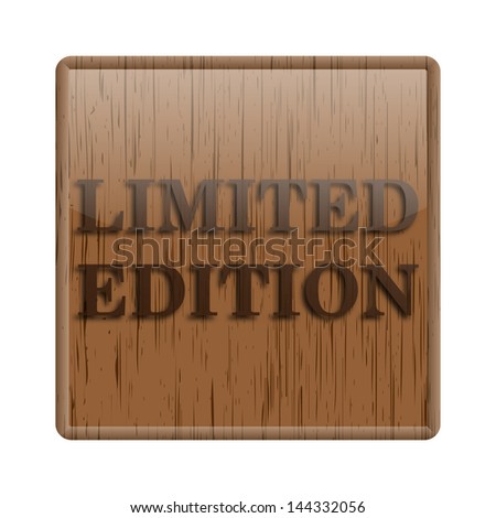 Shiny icon with brown design on wooden background