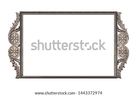 Silver frame for paintings, mirrors or photo isolated on white background. Design element with clipping path