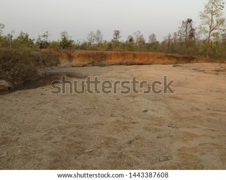 Dry river in the middle of the forest.
