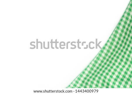 Green classic checkered fabric isolated for background texture with copy space.