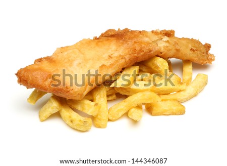 Fish and chips isolated on white.