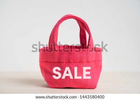 Sales promotion,Advertisement for SALE Concept:Pink Small Cotton Canvas Tote Bag.