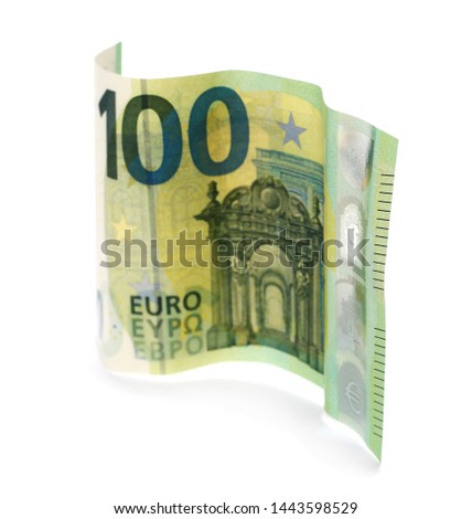 One banknote banknote 100 euro isolated on white