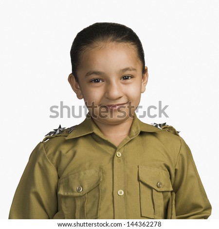 Girl dressed as a police officer and smiling