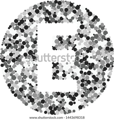 E letter color distributed circles dots illustration
