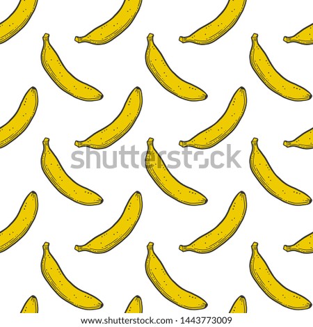 Sweet ripe banana. Vector concept in doodle and sketch style. Hand drawn illustration for printing on T-shirts, postcards. Seamless pattern for textile, paper wrap.