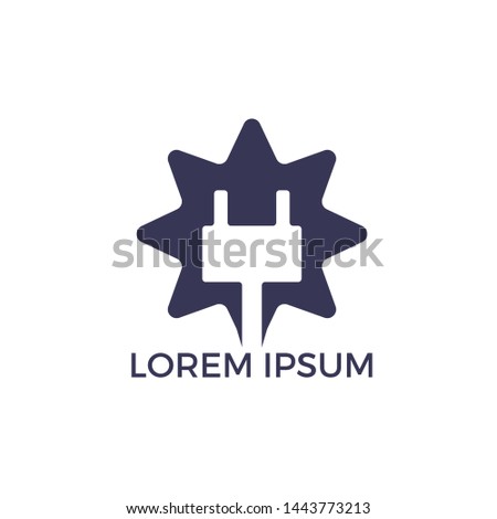 Electrical plug star shape vector logo design. Power logo design template. Power energy symbol.	