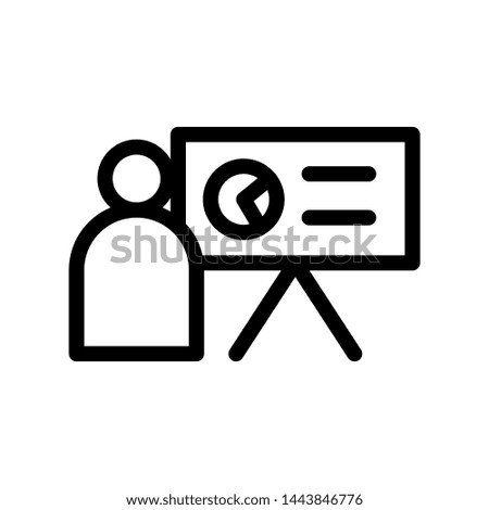 Teaching icon , professional presentation logo , vector isolated emblem , training business , outline solid black background white