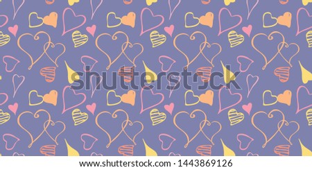 On a light blue background, with nine different shapes of hand-painted heart-shaped patterns, ice cream colors, can be seamlessly connected, can be used as an art card, or as a vector background.