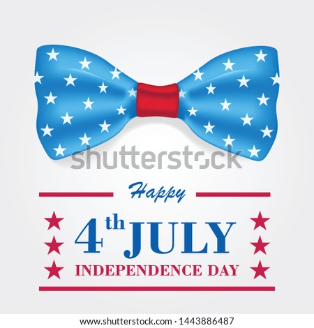 Bow tie with flag of United States of America illustration, Independence day banner, Vector