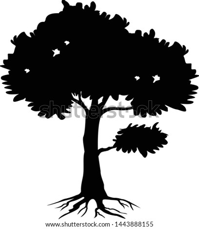 silhouette tree vector black an white