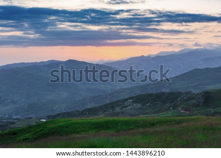 Colorful sunset in the mountains