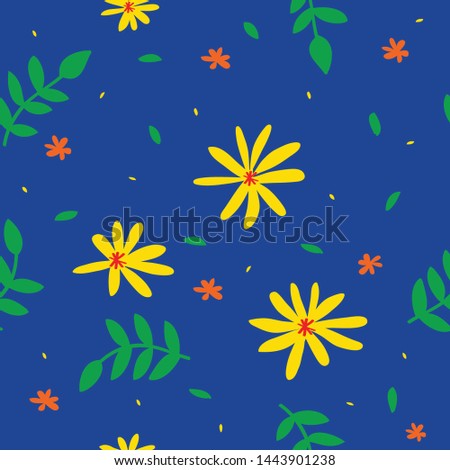 yellow flower pattern with blue background