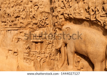 Carving detail in mahabalipuram, Tamil Nadu, India