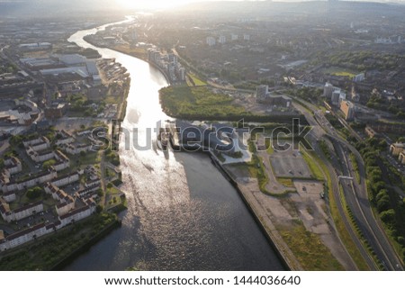 Glasgow modern architecture drone river