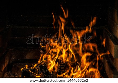 Firewood burning in a brick oven, beautiful fire background