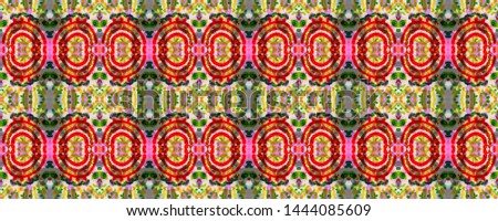 Indian Native American Pattern. Red, Green, Blue and Brown Seamless Texture. Repeat Tie Dye Illustration. Ikat Islamic Design. Abstract Shibori Motif. Indian Traditional Americal Pattern.